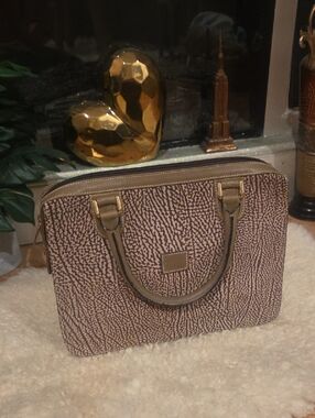 Vintage Silvano Biagini Italy Textured Leather Satchel - Rare Antelope Print